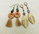 Women Earrings Boho Fringe Leather Beaded Jewelry Ethnic Beach