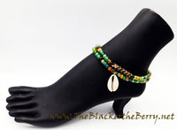 Anklet Jewelry Women Green Cowrie Shell Ethnic