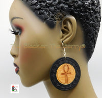Ankh Earrings Wooden Hand Painted Jewelry Gift Ideas for Her Handmade