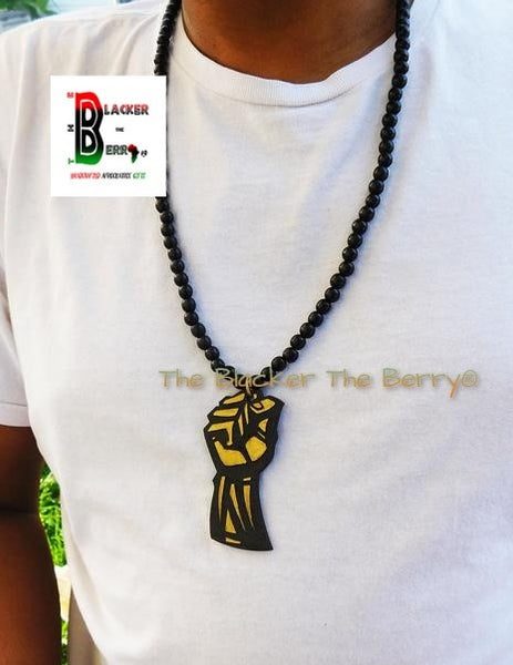 Black power fist necklace Clearance