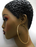 Gold Tone Hoop Earrings Stainless Steel Hoop Extra Large Women Jewelry Round