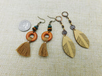 Women Earrings Boho Fringe Leather Beaded Jewelry Ethnic Beach