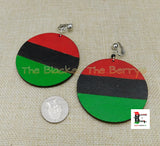 RBG Clip On Earrings Wooden Jewelry Pan African Women Non Pierced