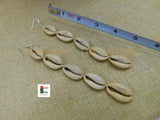 African Cowrie Shell Large Earrings Extra Long Afrocentric Women Jewelry Sterling Silver Wire