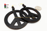 Peace Earrings Black Wooden Jewelry Handmade Women