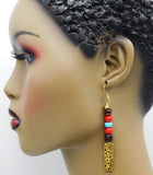 Ethnic Earrings Long Red Turquoise Gold Tone Women Jewelry