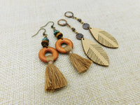 Women Earrings Boho Fringe Leather Beaded Jewelry Ethnic Beach