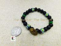 African Sankofa Bracelets Green Yellow Black Stretch Adinkra Jewelry