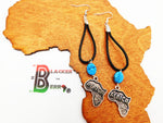 Africa Earrings Leather Black Blue  Women Jewelry