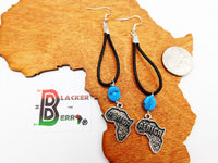 Africa Earrings Leather Black Blue  Women Jewelry