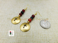 Cross Earrings Brass Women Jewelry Red Christian Inspirational Dangle