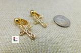 Cross Clip On Earrings Jewelry Gold Tone Non Pierced Women