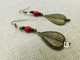 Ethnic Women Antique Gold Spear Earrings Red Brass Handmade Jewelry Black Owned