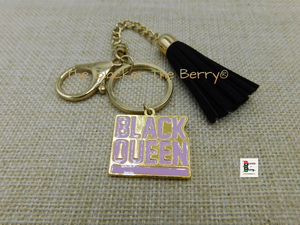 Black Queen Keychain Lavender Gold Gift Ideas Black Owned