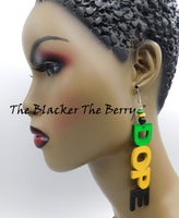 Dope Earrings Jamaican Hand Painted Wooden Jewelry