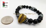 African Cowrie Bracelets Men Black White Beaded Jewelry Stretch