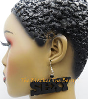 Sexy Earrings Wooden Hand Painted Black