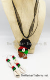 African Silhouette Jewelry RBG Pan African Necklace Earrings Hand Painted