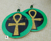 Ankh Earrings Black Green Jewelry Gold Black Women Handmade Black Owned