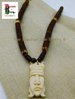 African Mask Beaded Jewelry Afrocentric Men Jewelry Ethnic Cream Brown
