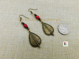 Ethnic Women Antique Gold Spear Earrings Red Brass Handmade Jewelry Black Owned