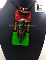 Men African Necklaces Handmade RBG Pan African Inspired Mask Hand Painted Jewelry