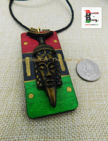 Men African Necklaces Handmade RBG Pan African Inspired Mask Hand Painted Jewelry
