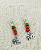 Elephant Earrings Beaded Jewelry Women Long Silver The Blacker The Berry