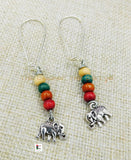 Elephant Earrings Beaded Jewelry Women Long Silver The Blacker The Berry