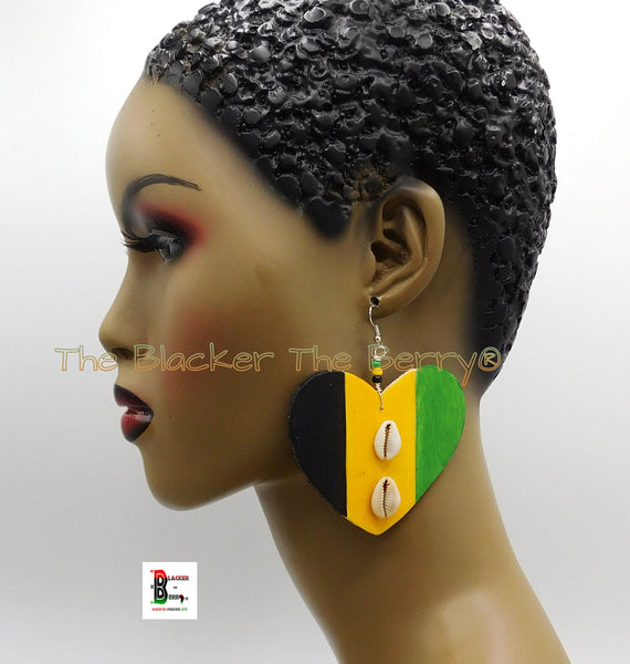 Jamaican Earrings Wooden Hand Painted Women Jewelry Handmade Black Owned