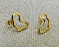 Africa Stud Earrings Post Gold Tone Silver Stainless Steel Jewelry