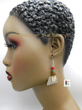 Women Cowrie Earrings Silver Red Beaded Jewelry Black Owned