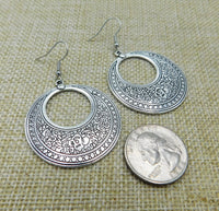 Silver Hoop Earrings Antique Fashion Jewelry Women Black Owned
