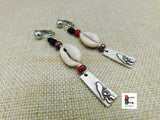 Silver Bird Clip On Earrings Cowrie Beaded Long Handmade Women Non Pierced