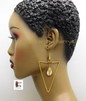 African Cowrie Shell Earrings Triangle Dangle Women Jewelry Ethnic