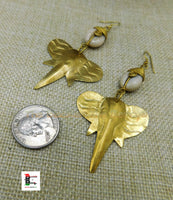 Elephant Earrings Women Jewelry Dangle Cowrie Handmade Brass