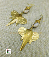 Elephant Earrings Women Jewelry Dangle Cowrie Handmade Brass