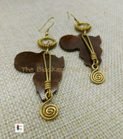 African Earrings Wooden Jewelry Women Dangle Ethnic Afrocentric