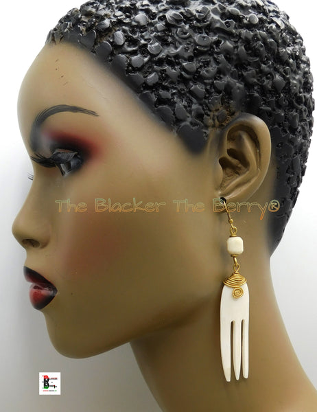 Ethnic Earrings Dangle African Jewelry Women White Comb