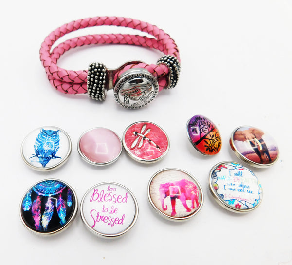 Pink Bracelet Teen Jewelry Snap Interchangeable Graduation Gift Ideas