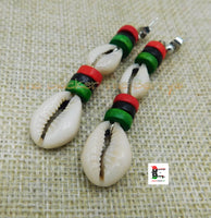 Cowrie Earrings RBG Post Dangle Pan African Women Jewelry Handmade Black Owned