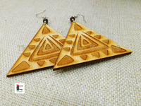 Triangle Earrings Wooden Jewelry Handmade Wood Funky Unique