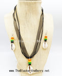 Ethnic Jewelry Beaded Necklaces Green Orange Black Yellow