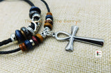 Stainless Steel Ankh Boho Jewelry Leather Adjustable Necklace Jewelry