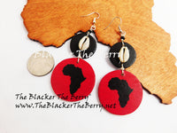 Africa Earrings Red Black Wooden Hand Painted The Blacker The Berry®