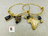 African Bangles Set Gold Tone Jewelry Women Charms Bracelets