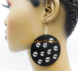African Earrings Hand Painted Women Black Wooden Jewelry