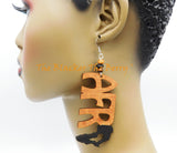 African Earrings Hand Painted Women Black Wooden Jewelry