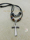 Stainless Steel Ankh Boho Jewelry Leather Adjustable Necklace Jewelry