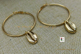 Hoop Earrings Ethnic Stainless Steel Gold Tone Jewelry Cowrie Women Dangle